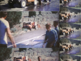 Group of pictures showing Jeeps and balers being washed