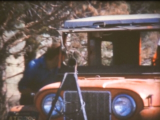 Jeep front showing radiator screen