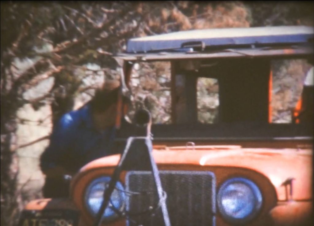 Jeep front showing radiator screen