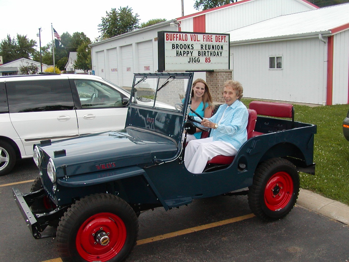 Libby and Virginia Godlove in the restored Jeep, July 2008